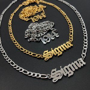 Gold Sigma Necklace/ Silver Sigma Chain/ Gold 1914 Necklace/Silver 1914 Necklace